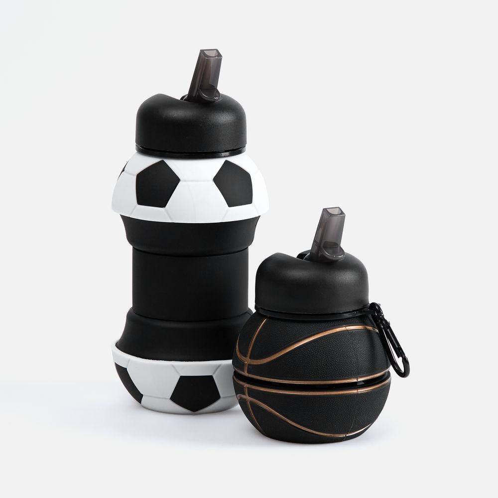 Складная бутылка для воды Basketball Flex, черная