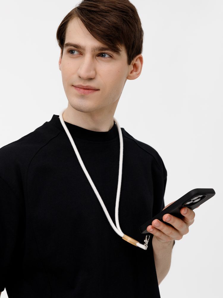 Шнурок для бейджа Tube Wood, белый