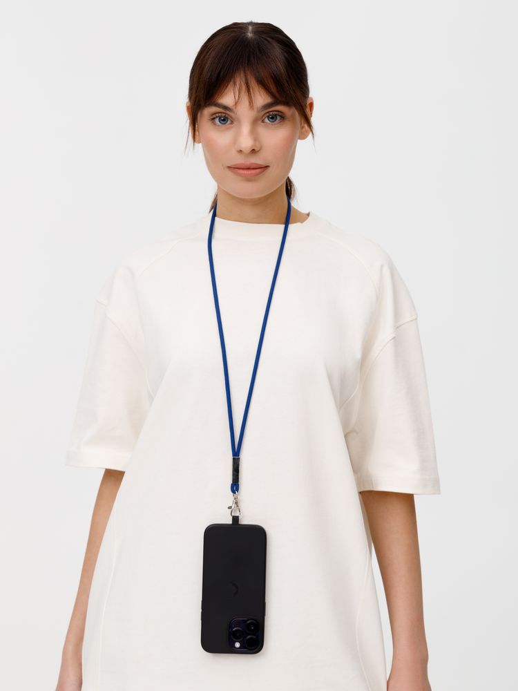 Шнурок для бейджа Tube Metal, синий