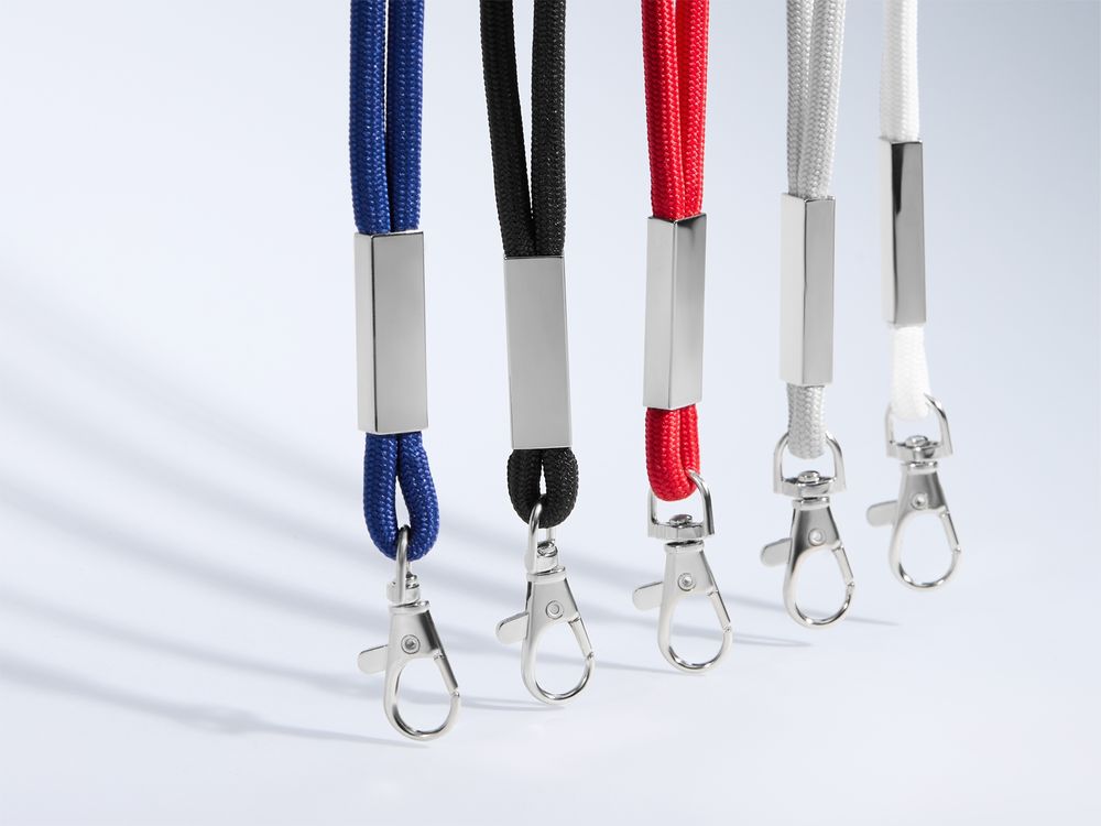 Шнурок для бейджа Tube Metal, синий