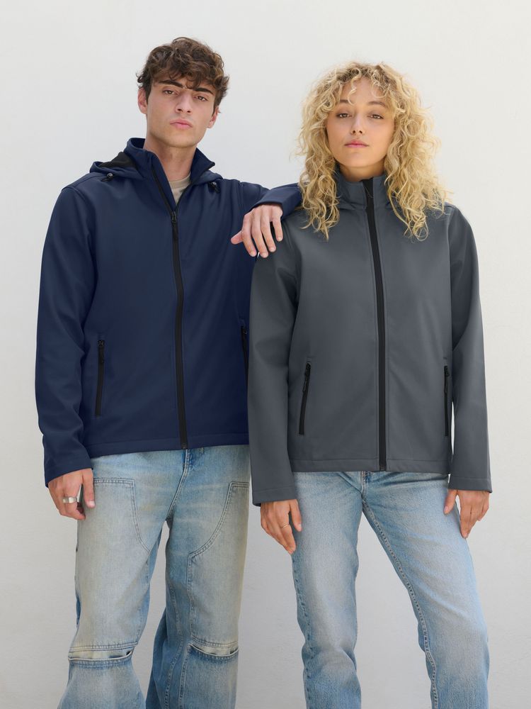 Куртка софтшелл с капюшоном мужская Race Men, темно-синяя