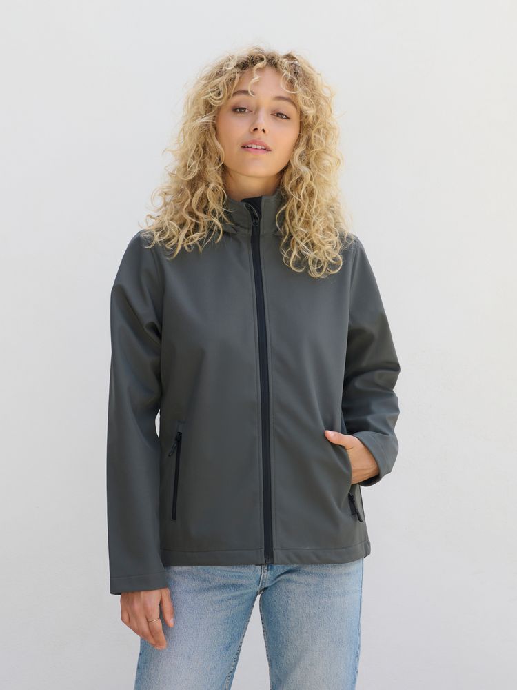 Куртка софтшелл с капюшоном женская Race Women, темно-серая
