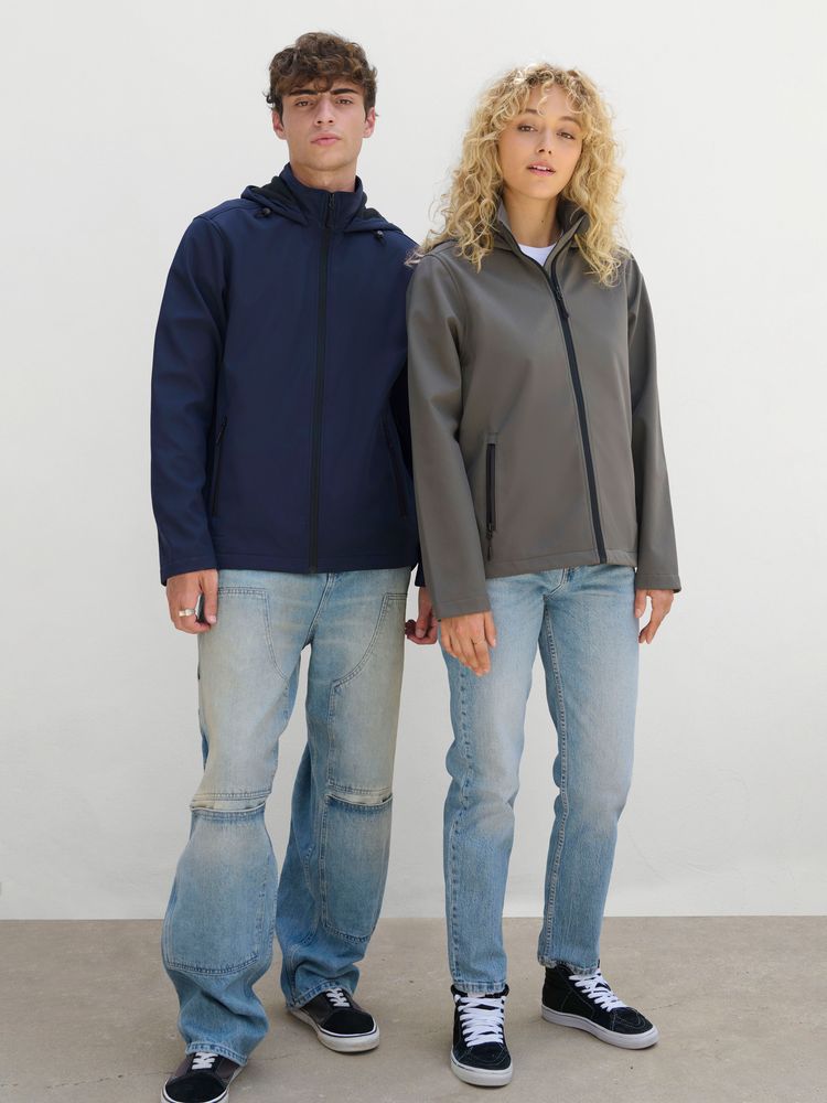 Куртка софтшелл с капюшоном женская Race Women, темно-серая