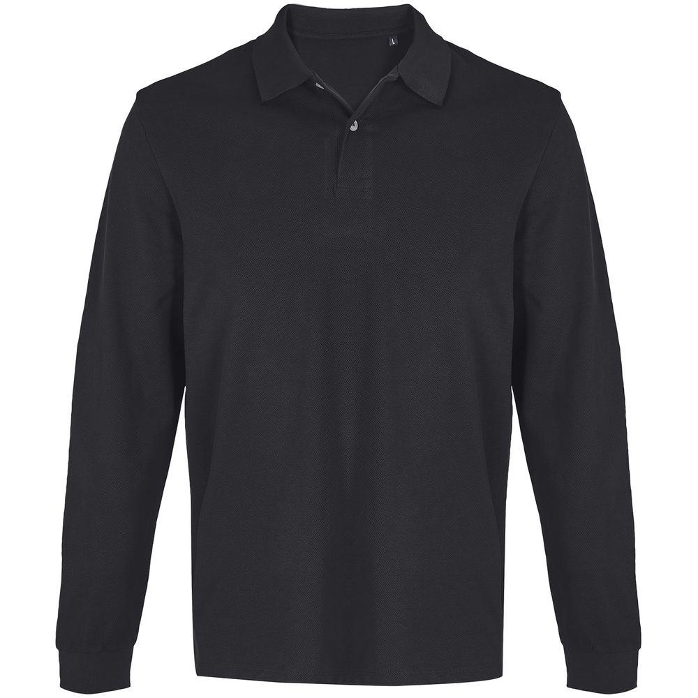 Рубашка поло унисекс с длинным рукавом Pacific LSL, черная