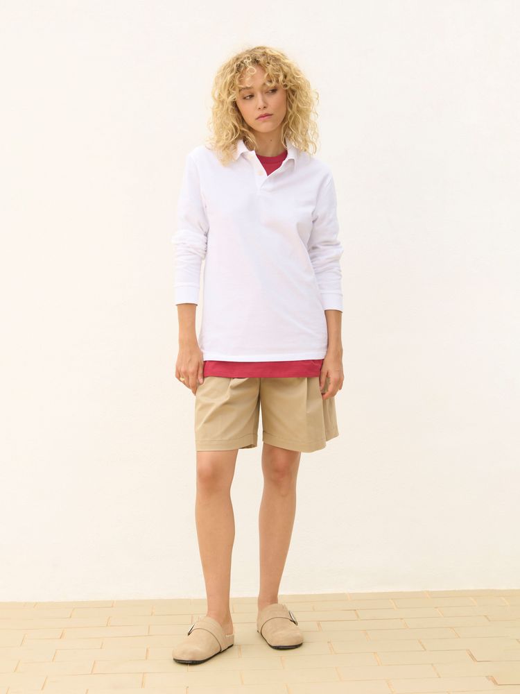 Рубашка поло унисекс с длинным рукавом Pacific LSL, белая