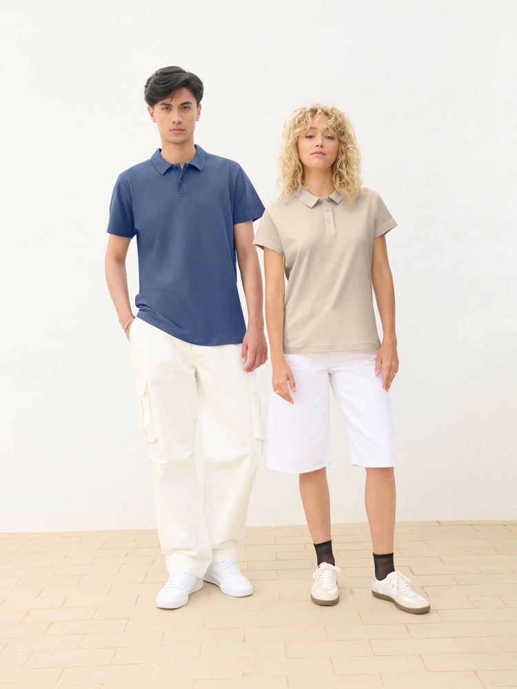 Рубашка поло унисекс Pulse, серо-бежевая