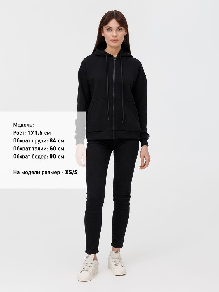 Толстовка унисекс оверсайз на молнии Zippy Terry, черная