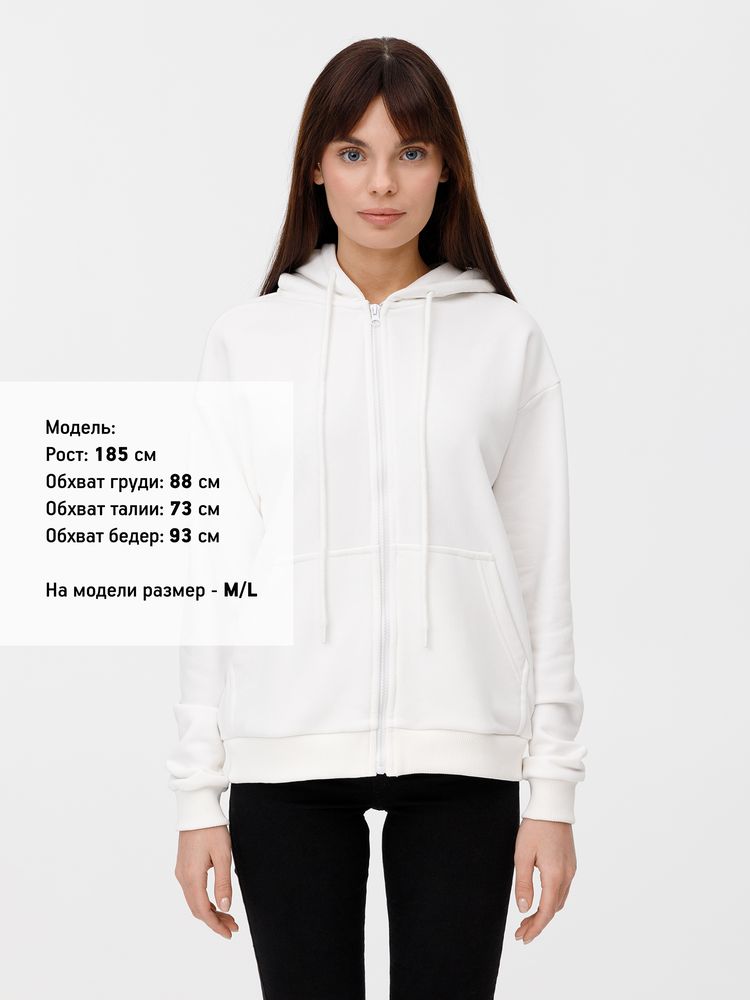 Толстовка унисекс оверсайз на молнии Zippy Terry, белая