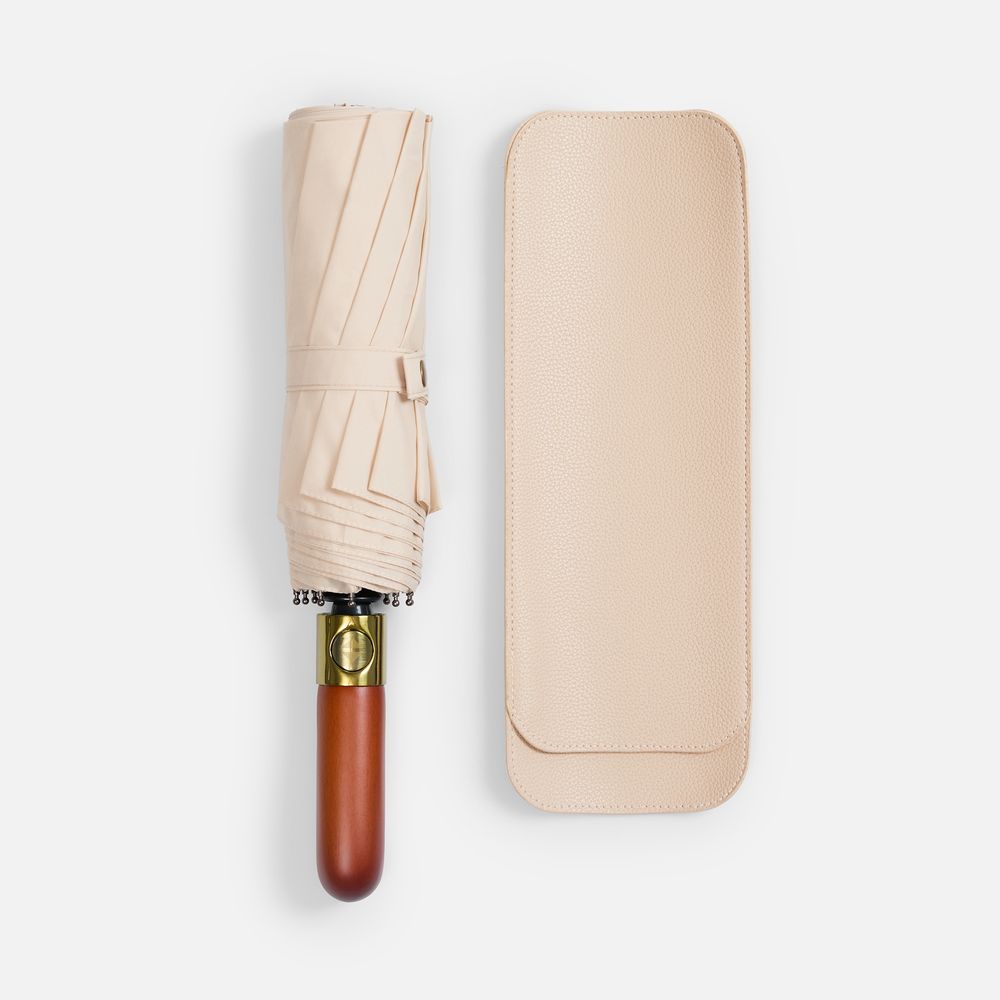 Зонт складной Cloudburst в подарочной упаковке, бежевый