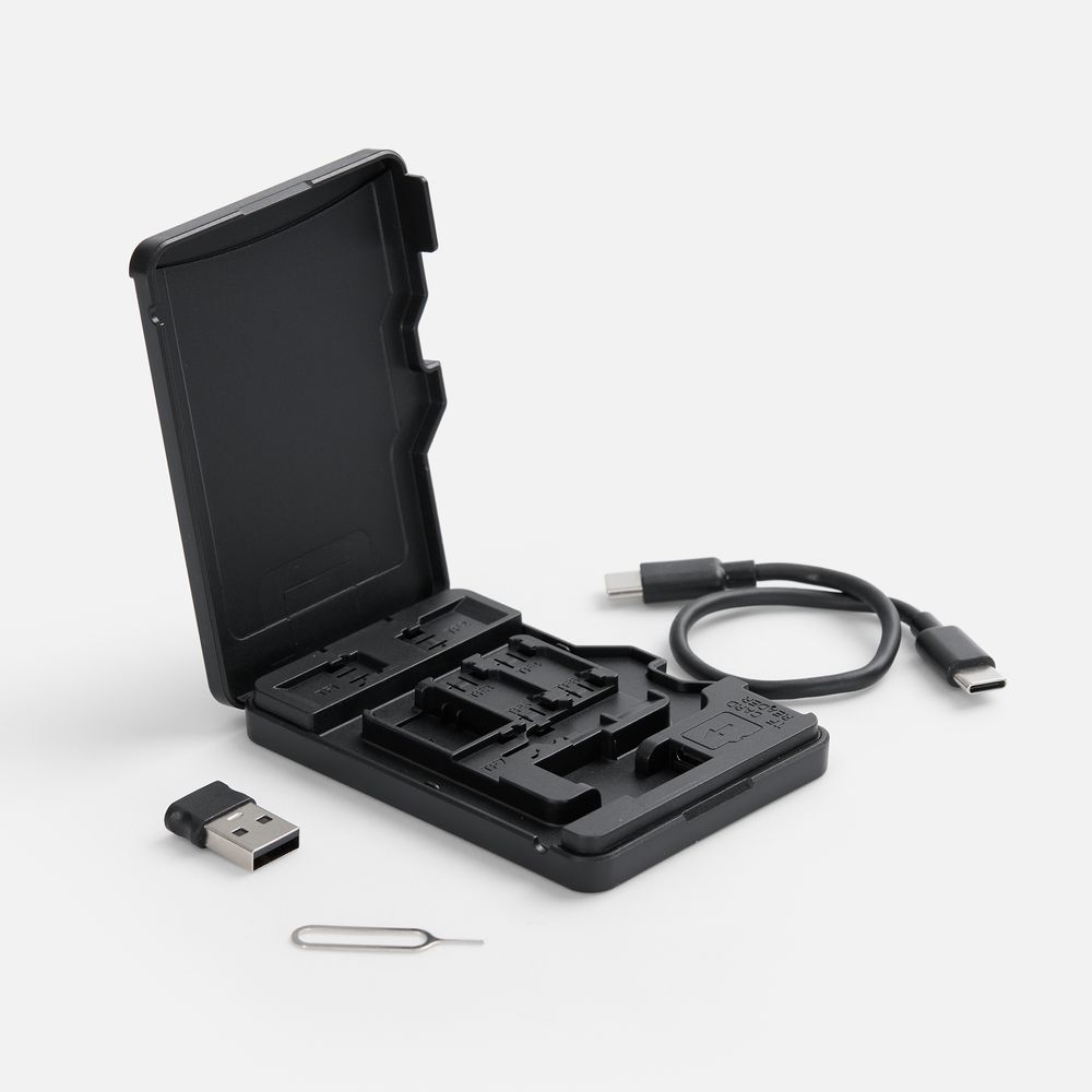 Органайзер для карт памяти и SIM с кардридером Multitask, черный