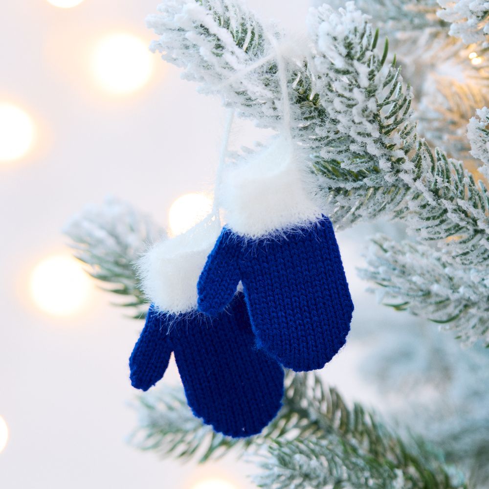 Подвеска на елку «Вьюжка», варежки, синяя