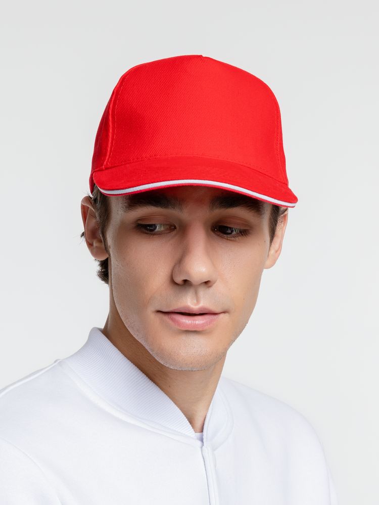 Бейсболка Classic 2.0, красная с белым кантом