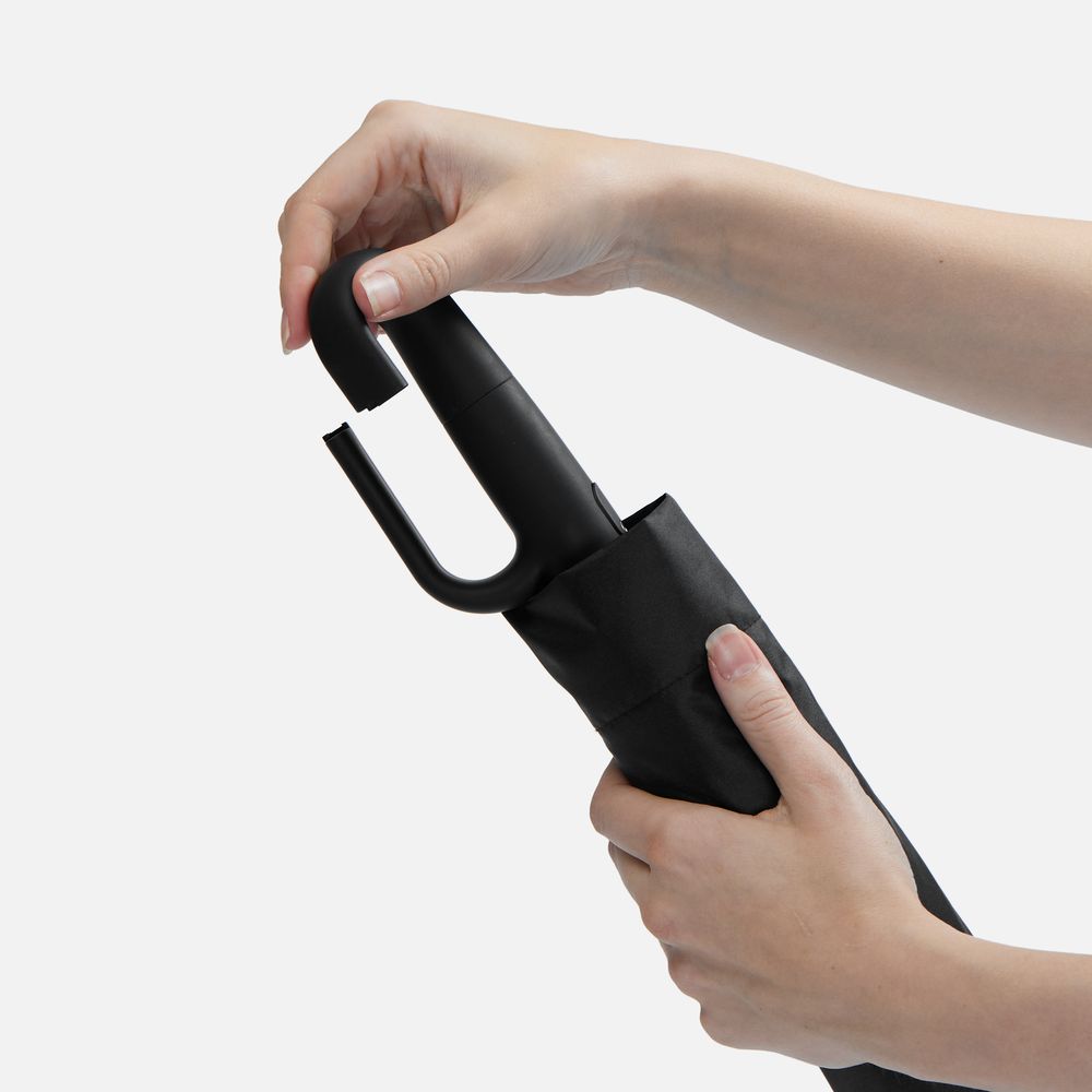 Зонт складной Skymate с УФ-защитой и ручкой-карабином, черный