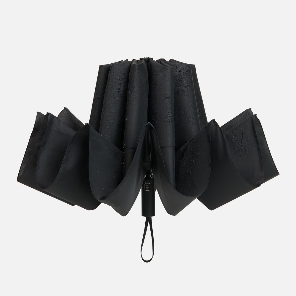 Зонт обратного сложения twoGether с двойным куполом, черный