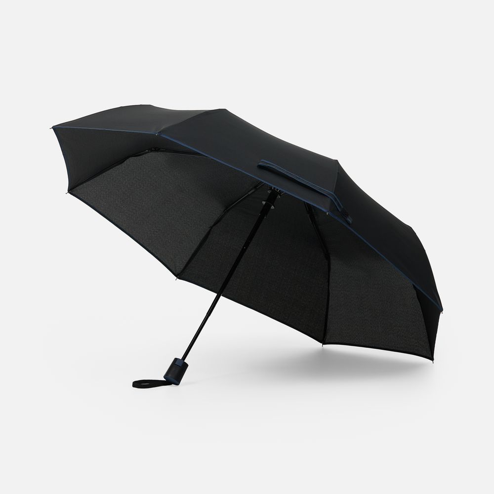 Зонт складной Edgeline, черный с синим