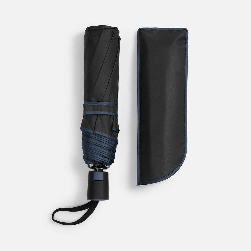 Зонт складной Edgeline, черный с синим