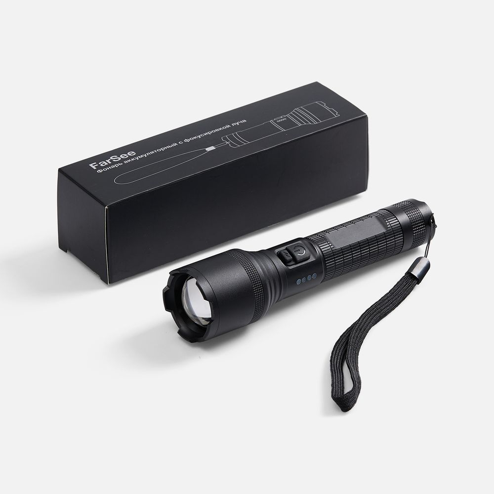 Фонарь аккумуляторный с фокусировкой луча FarSee, черный
