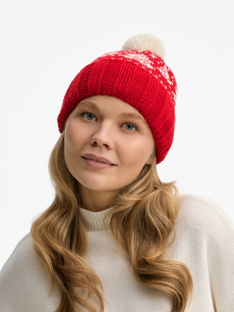 Шапка Holidale, красная с молочным
