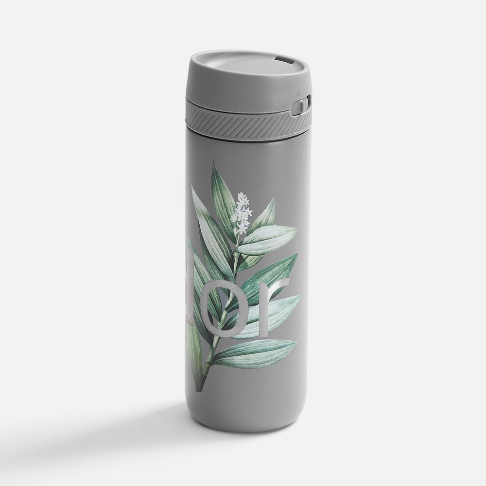 Термостакан X1 с цветной кнопкой, серый с оранжевым