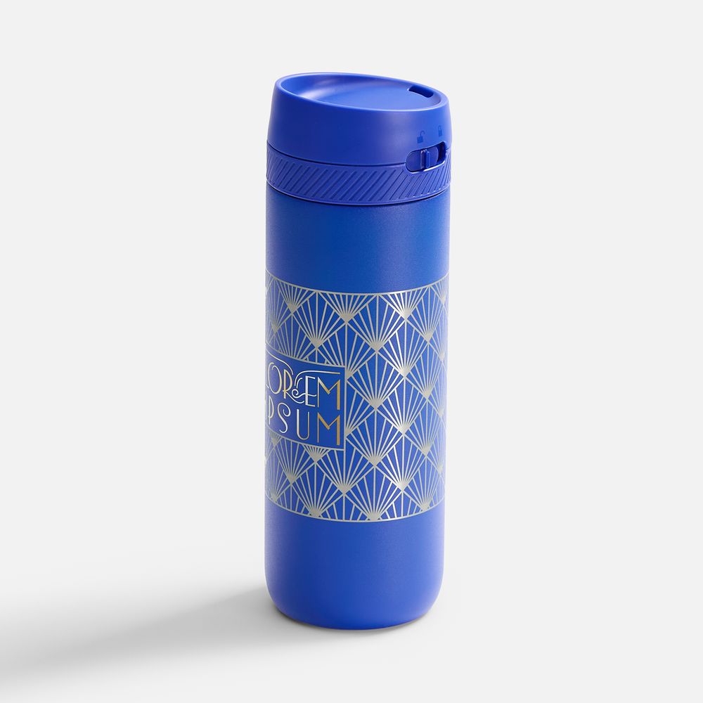 Термостакан X1 с цветной кнопкой, синий с желтым