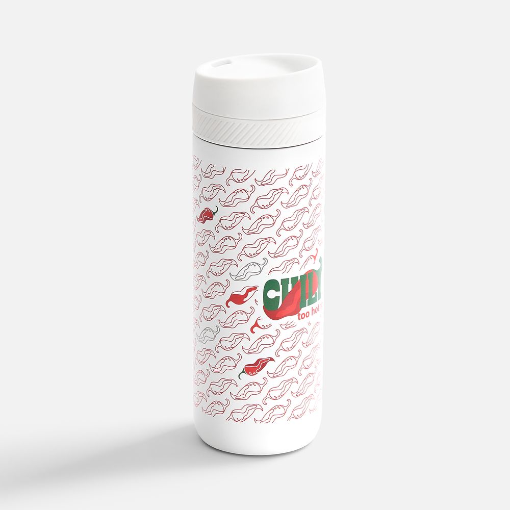 Термостакан X1 с цветной кнопкой, белый с синим