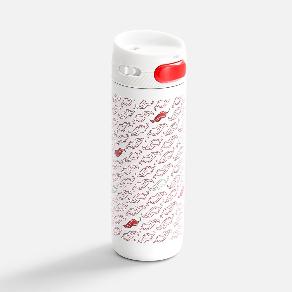 Термостакан X1 с цветной кнопкой, белый с серым