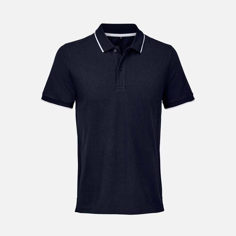 Рубашка поло унисекс Palermo, темно-синяя с белым