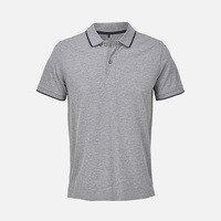 Рубашка поло унисекс Palermo, серый меланж с темно-синим