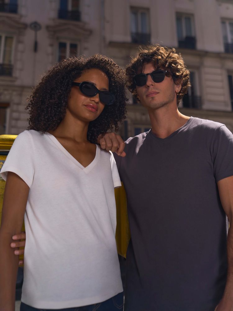 Футболка унисекс Regent с V-образным вырезом, ярко-синяя (royal)