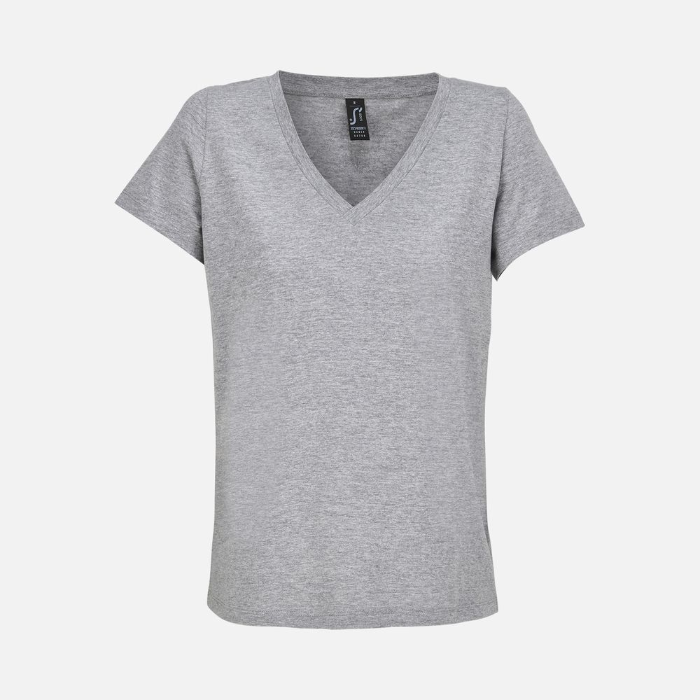 Футболка женская Regent Women с V-образным вырезом, серый меланж