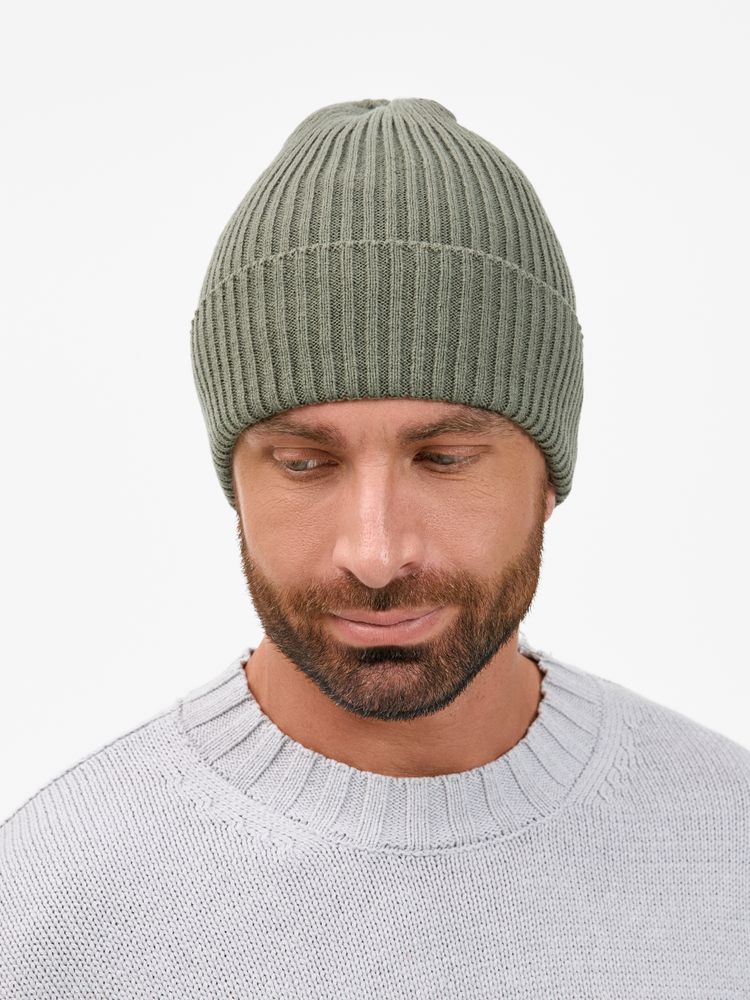 Шапка Catch Match без помпона, зеленая (полынь)