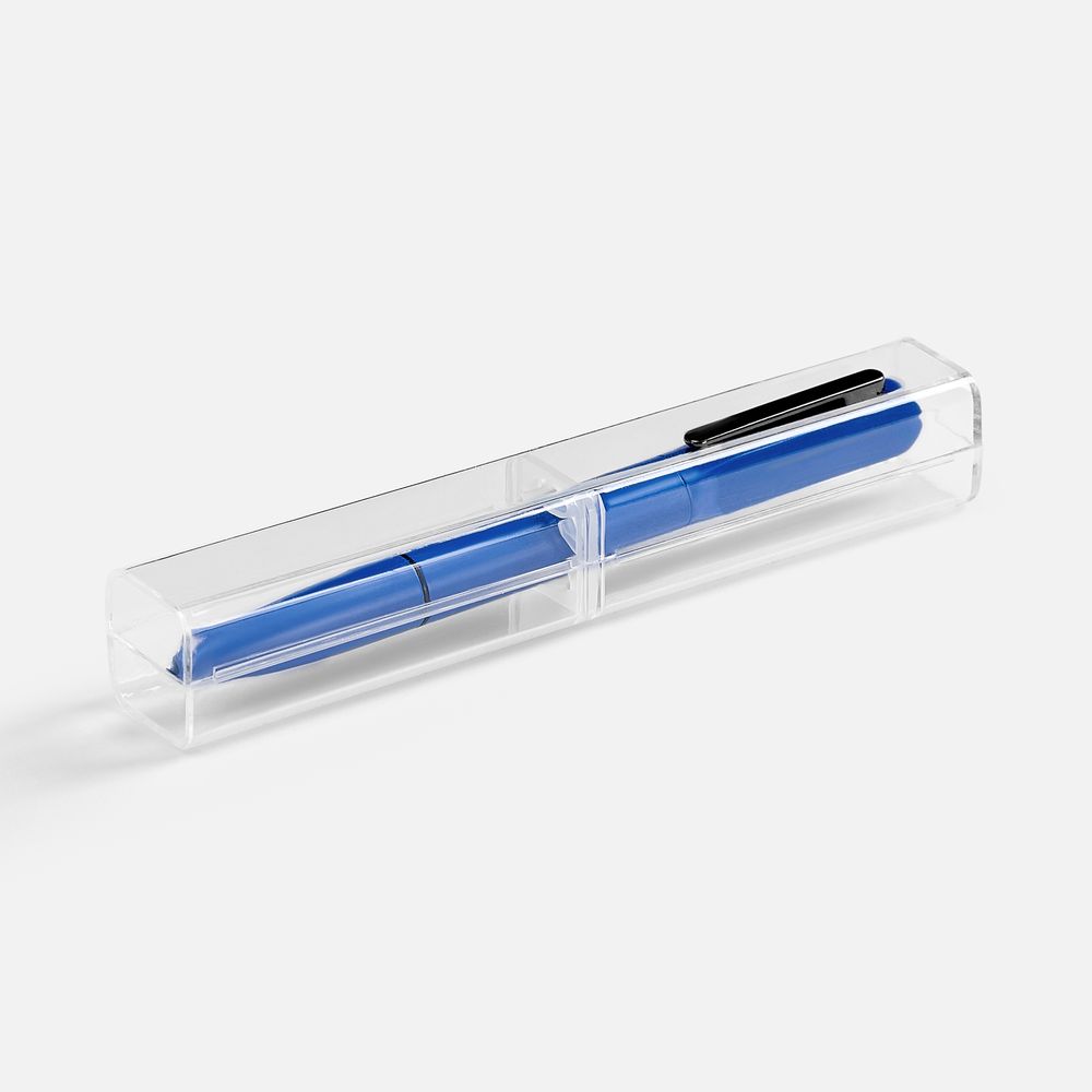 Ручка шариковая Lucenti с подсветкой логотипа, в футляре, синяя