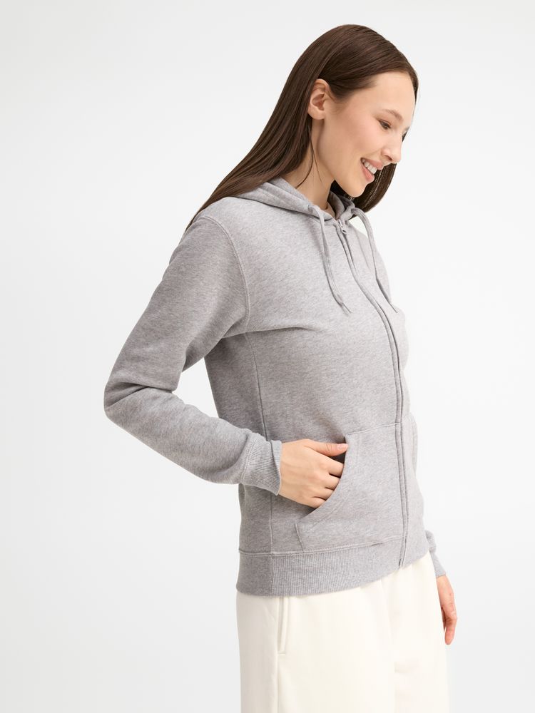 Толстовка женская на молнии с капюшоном Seven Women, серый меланж