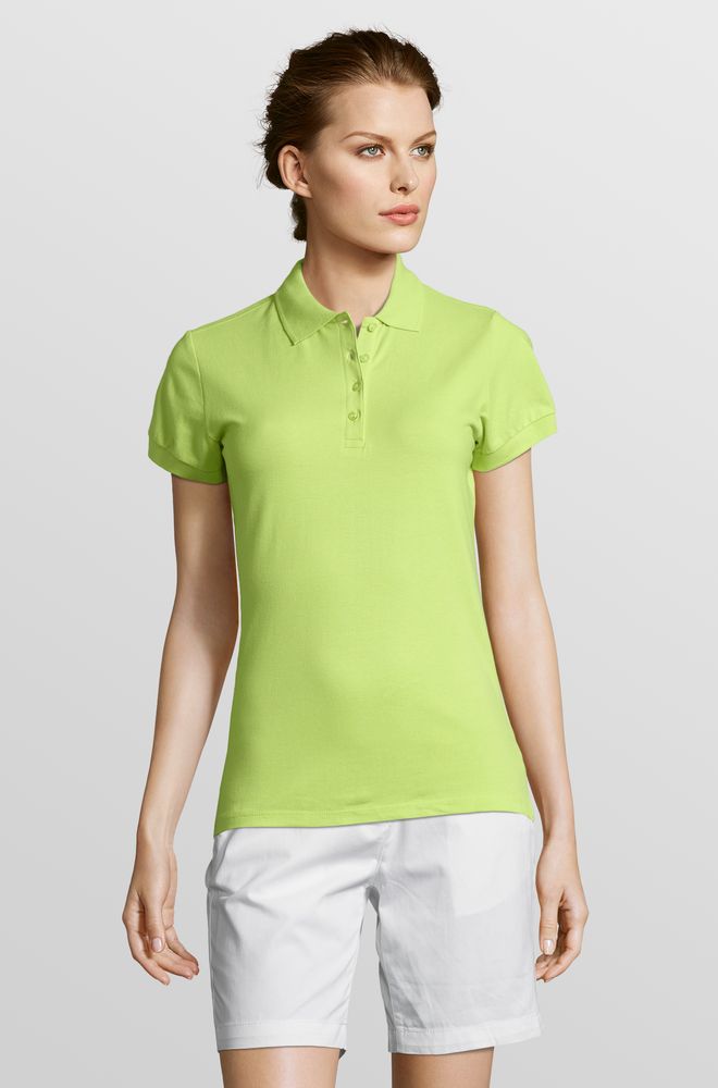 Рубашка поло женская People 210, зеленое яблоко