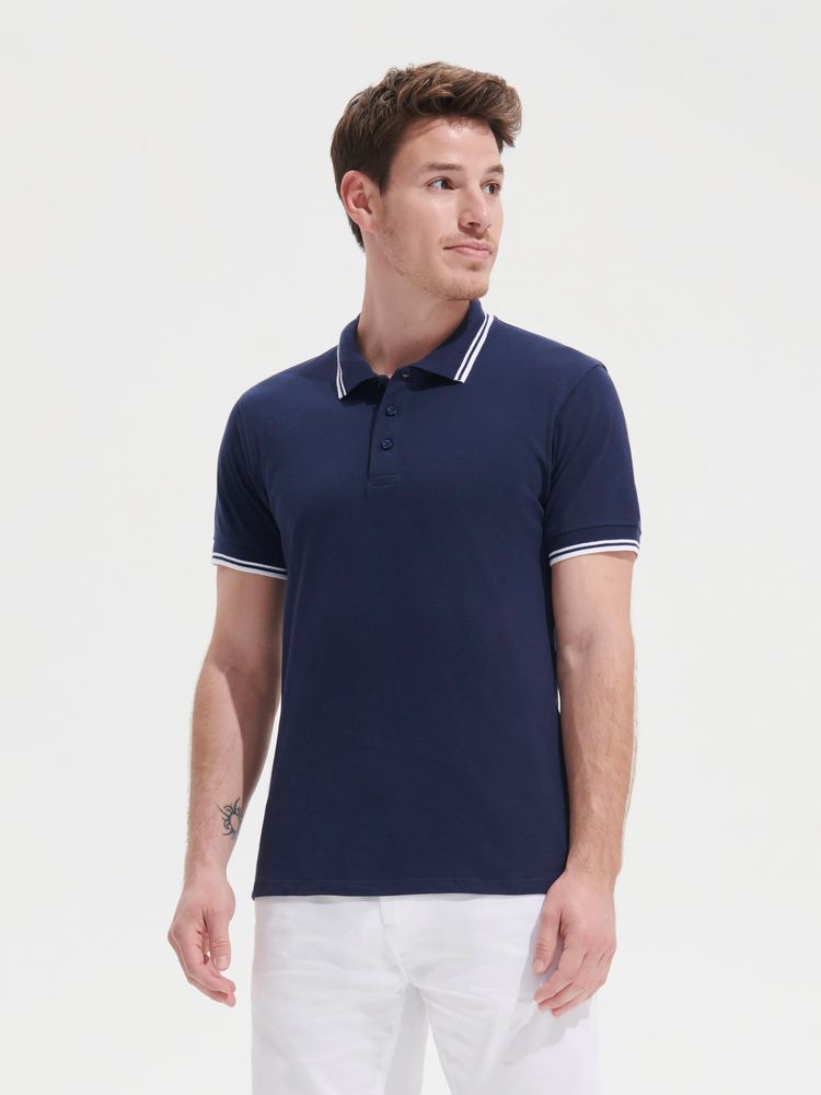 Рубашка поло мужская Pasadena Men 200 с контрастной отделкой, серый меланж с оранжевым