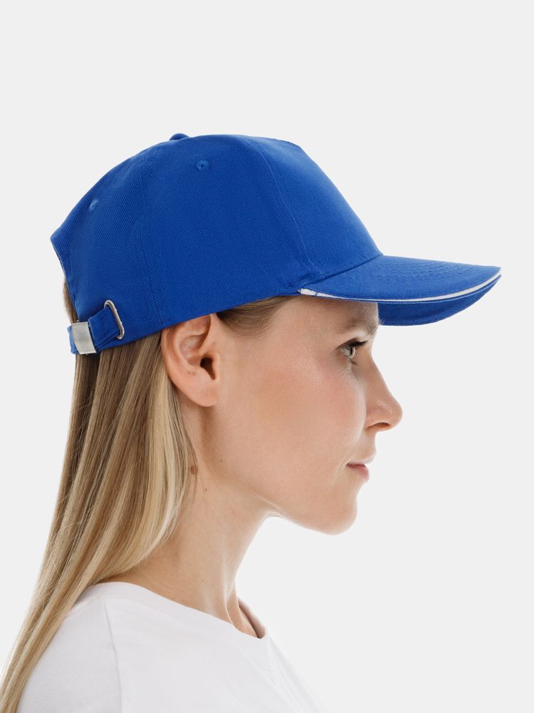 Бейсболка Long Beach, ярко-синяя с белым