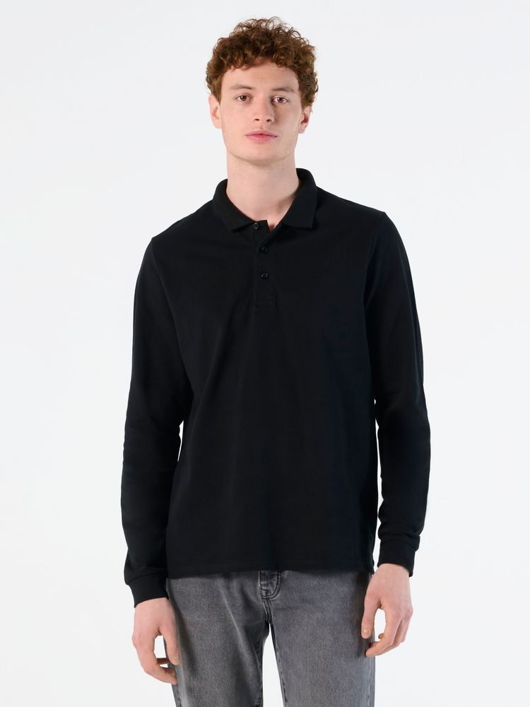 Рубашка поло мужская с длинным рукавом Winter II 210 темно-зеленая