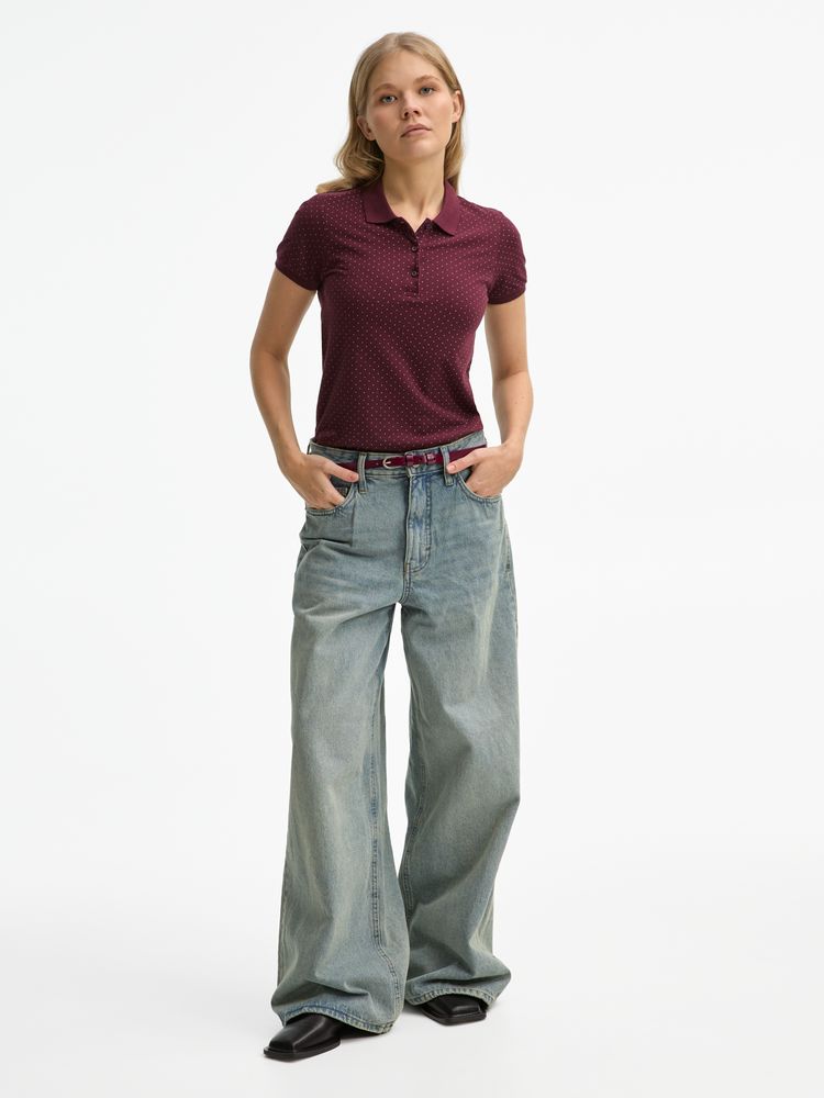 Рубашка поло женская Brandy Women, бордовая с белым