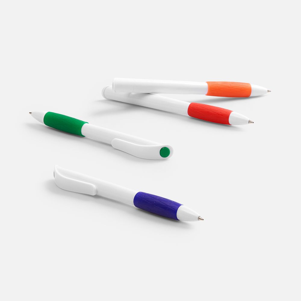 Ручка шариковая Grip, белая с оранжевым