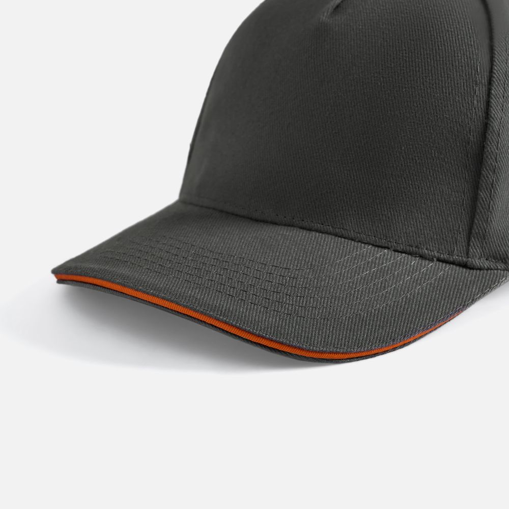 Бейсболка Long Beach, серая с оранжевым