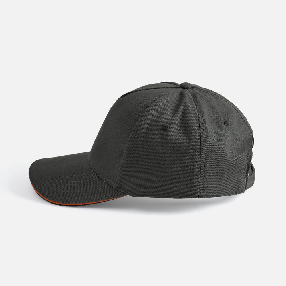 Бейсболка Long Beach, серая с оранжевым