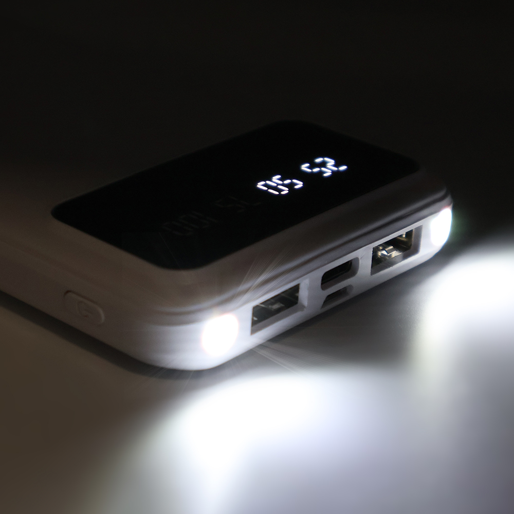 Внешний аккумулятор Dorado 10 000 mAh с фонариком, белый
