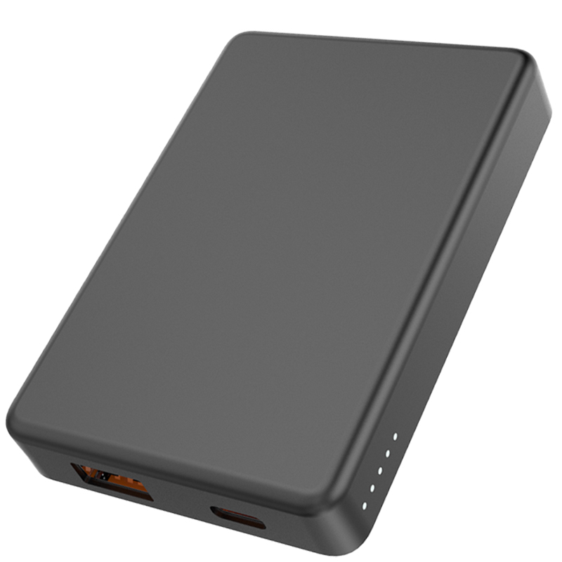 Магнитный внешний аккумулятор Magnetic с беспроводной зарядкой (5W), 5000 Mah, черный