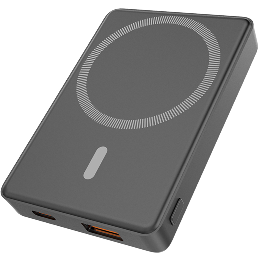 Магнитный внешний аккумулятор Magnetic с беспроводной зарядкой (5W), 5000 Mah, черный