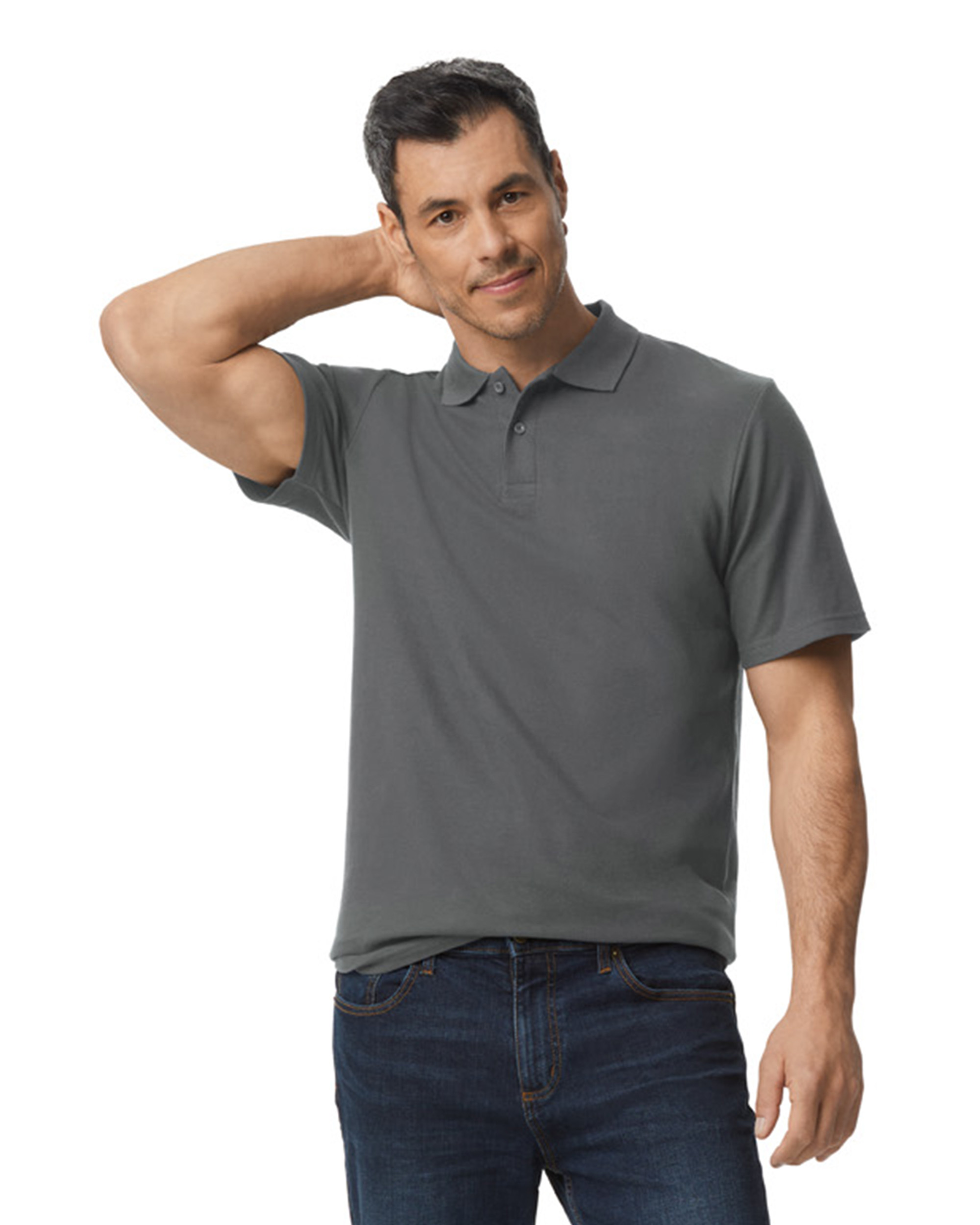 Футболка поло SOFTSTYLE ADULT DOUBLE PIQUE, ГРАФИТОВЫЙ S