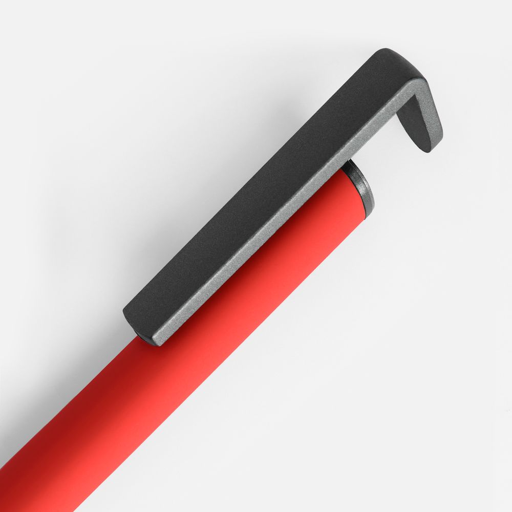 Ручка шариковая Standic Soft Touch с подставкой для телефона, красная