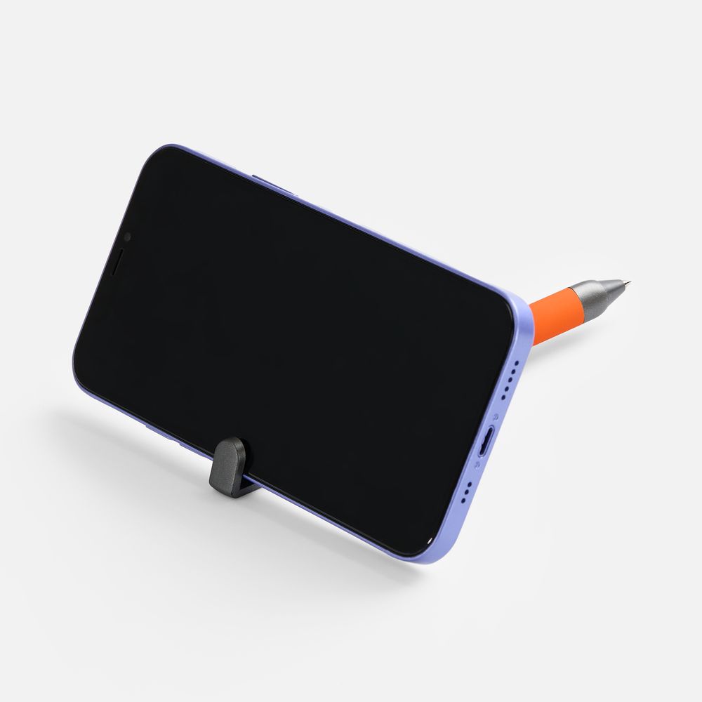 Ручка шариковая Standic Soft Touch с подставкой для телефона, оранжевая