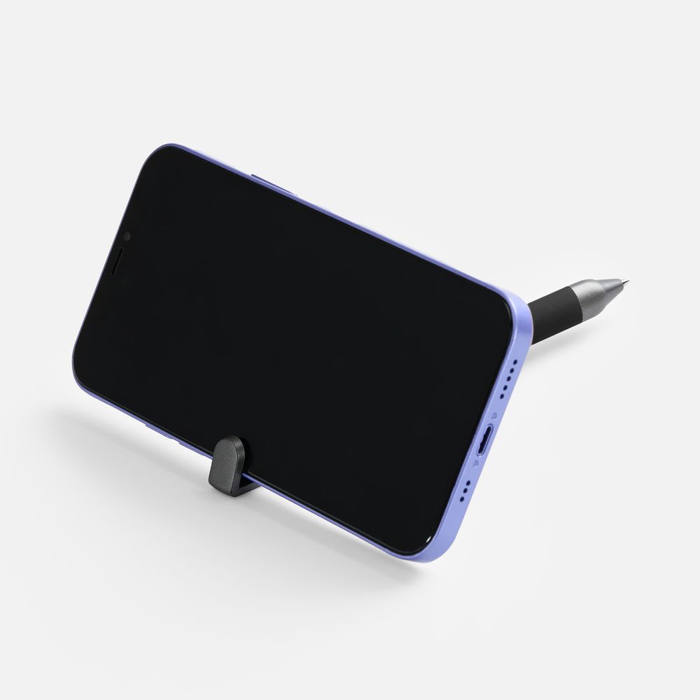 Ручка шариковая Standic Soft Touch с подставкой для телефона, черная