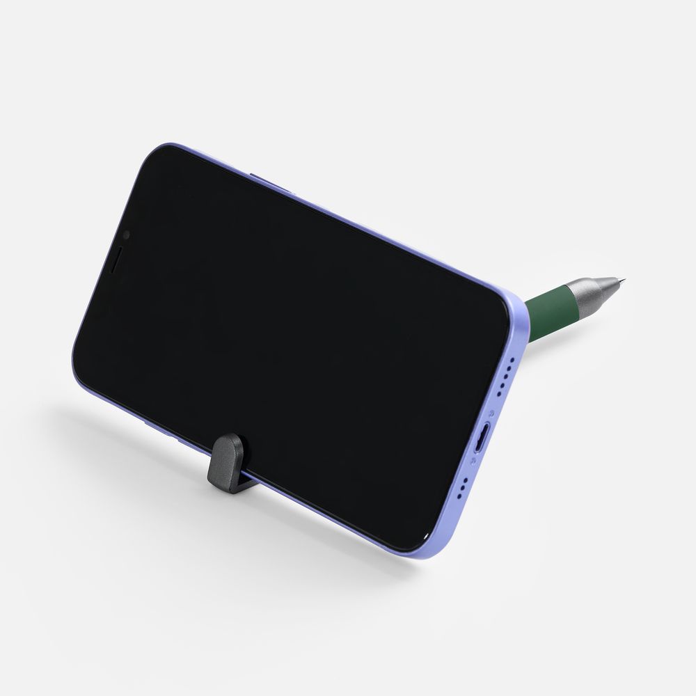 Ручка шариковая Standic Soft Touch с подставкой для телефона, зеленая