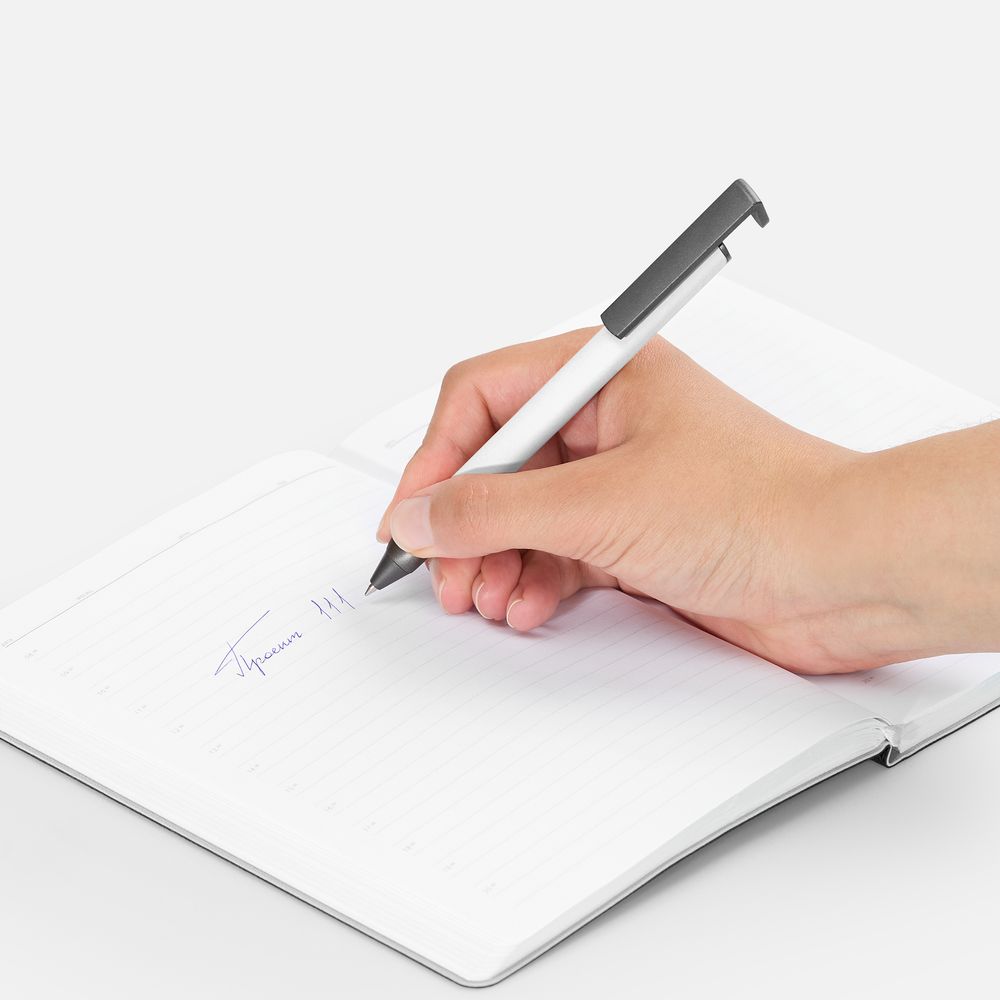 Ручка шариковая Standic Soft Touch с подставкой для телефона, белая